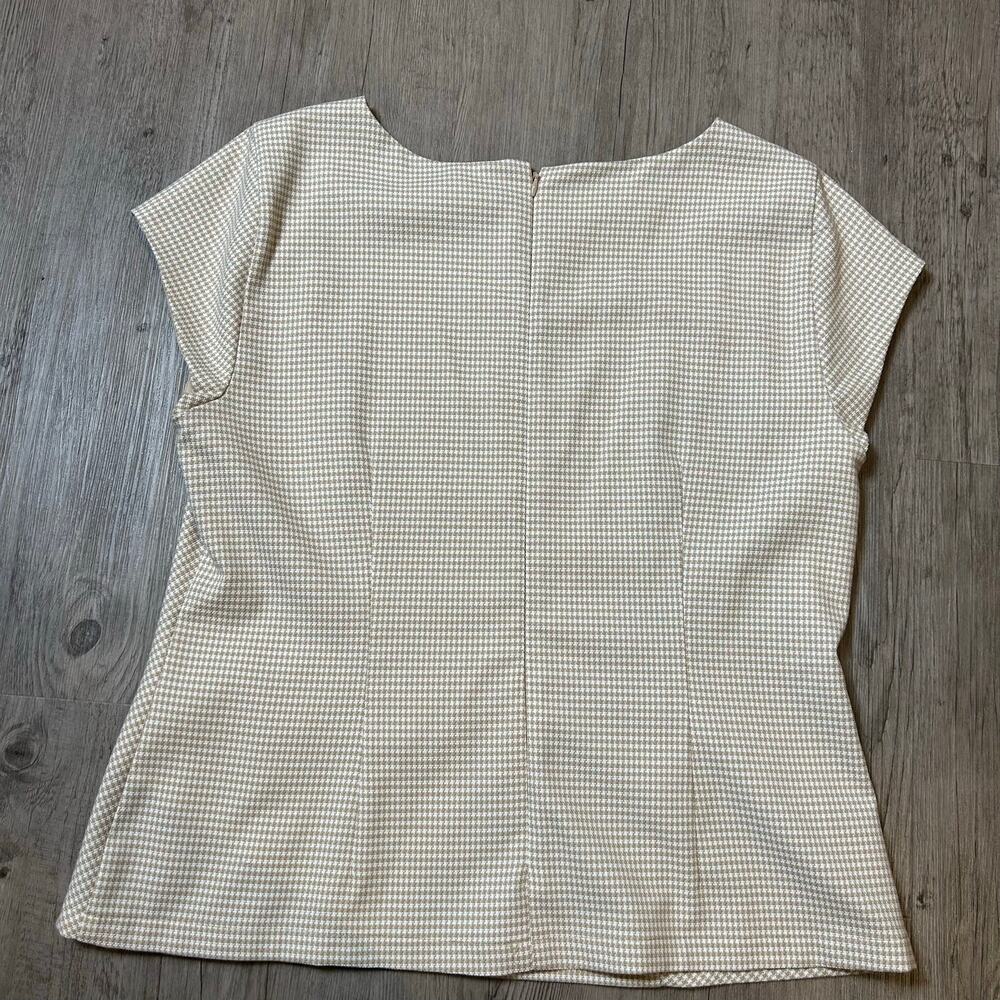 Ann Taylor Houndstooth Suit Set Beige Top Size 12 Pants Size 10 Office Chic - Picture 10 of 11